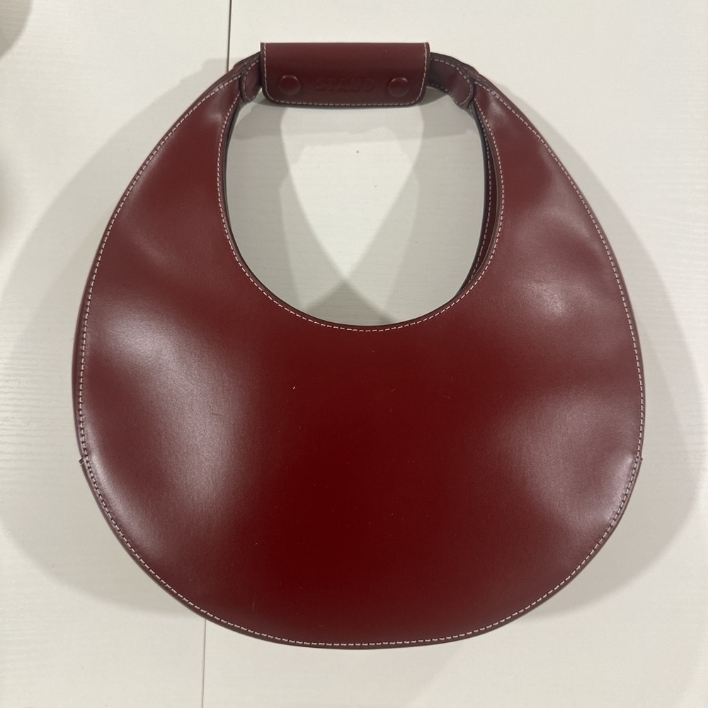 STAUD Deep Red Crescent Shoulder Bag